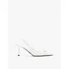 Prada Spazzolato 75 Leather Slingback Pumps In White