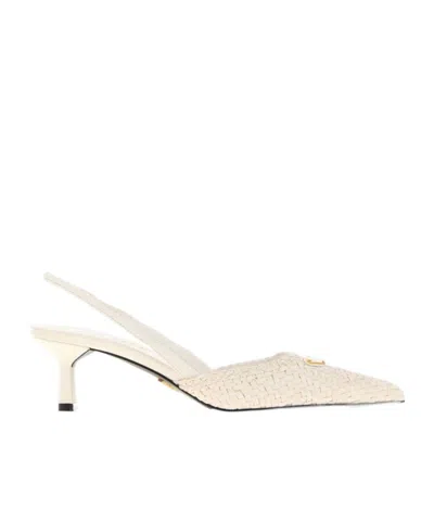 PRADA PRADA LOGO PLAQUE SLINGBACK PUMPS