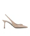 Prada 75 Brushed Leather Slingback Pumps In Pink