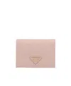 Prada Logo-plaque Small Wallet In Nude
