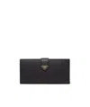 Prada Logo-plaque Snap-fastening Wallet In Black