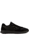 Prada Round Toe Low-top Sneakers Rubber Sole In Black