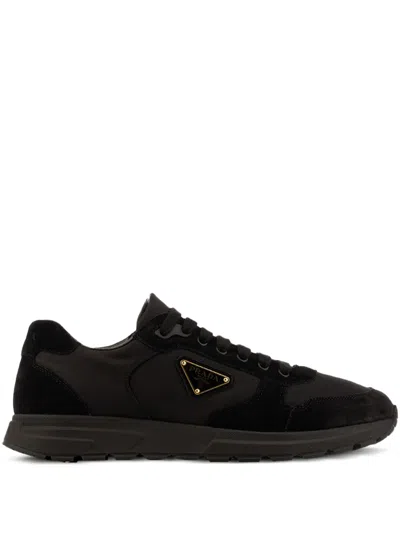 Prada Logo-plaque Sneakers In Black