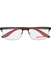 Prada Logo-plaque Square-frame Glasses In Black