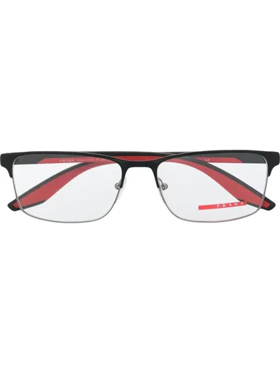 Prada Logo-plaque Square-frame Glasses In Black