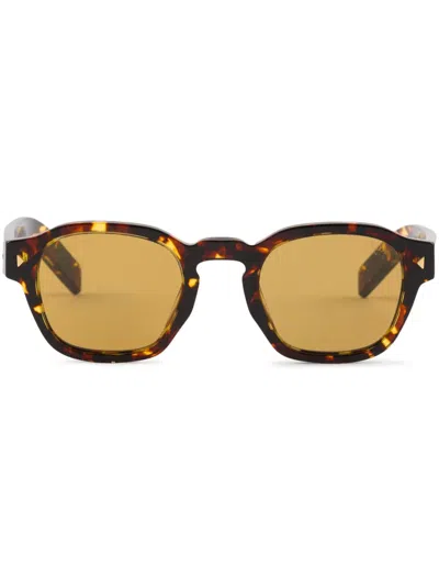 Prada Logo-plaque Square-frame Sunglasses In Brown