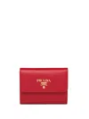 Prada Logo-plaque Square Wallet In Red