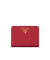 Prada Logo-plaque Square Wallet In Red