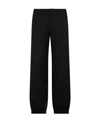 Prada Logo Plaque Straight-leg Trousers In Black