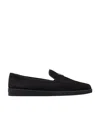 Prada Versatile Round Toe Suede Loafers In Black