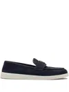 Prada Logo-plaque Suede Loafers In Multi