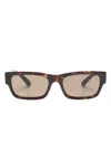 Prada Logo-plaque Sunglasses In 褐色