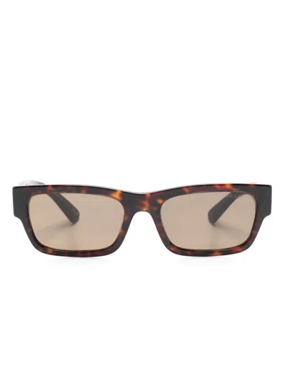 Prada Logo-plaque Sunglasses In 褐色