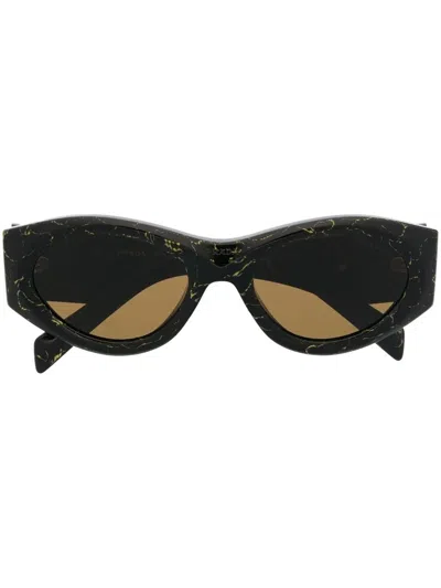 Prada Logo-plaque Sunglasses In Black