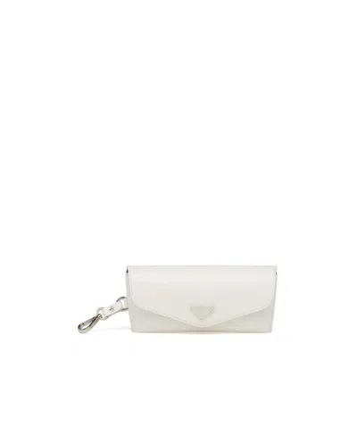 Prada Logo Plaque Sunglasses Case In White