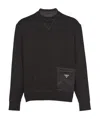 Prada Men's Felpa Sweatshirt With Re-nylon Pocket In Black