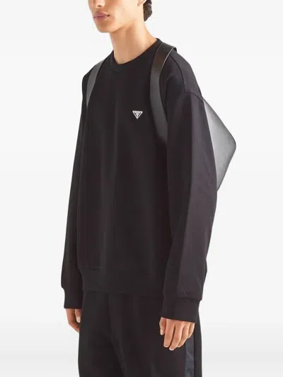 Prada Logo-plaque Sweatshirt In Black