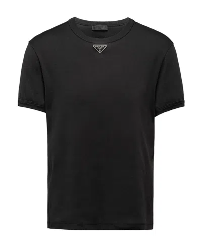 Prada Triangle Logo Oversized T-shirt In Black