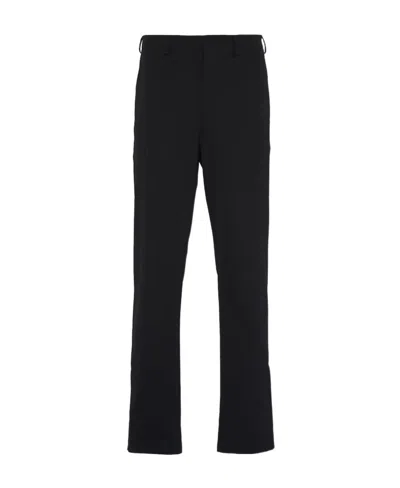 Prada Logo-plaque Tailored Trousers In Black