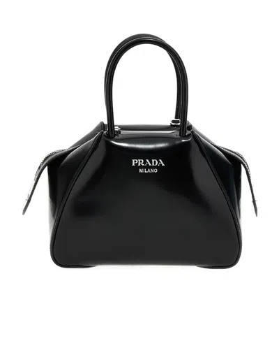 Prada Logo-plaque Tote Bag In Black