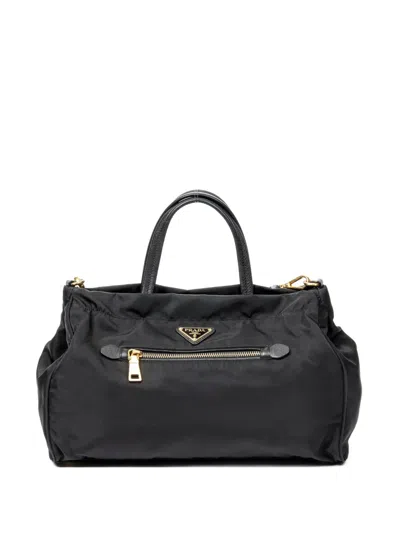 Pre-owned Prada Logo-plaque Tote Bag In Black