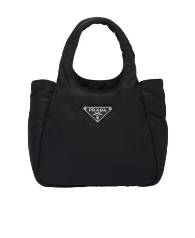 Prada Small Padded Re-nylon Tote Bag In Black