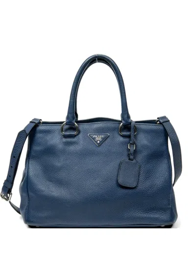 Pre-owned Prada Logo-plaque Tote Bag In Blue