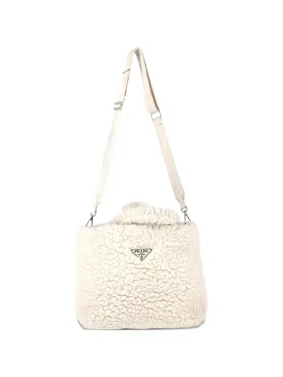 Pre-owned Prada Logo-plaque Tote Bag In Neutral