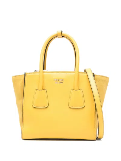 Prada Logo-plaque Tote Bag In Yellow