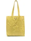 Prada Logo-plaque Tote Bag In Yellow
