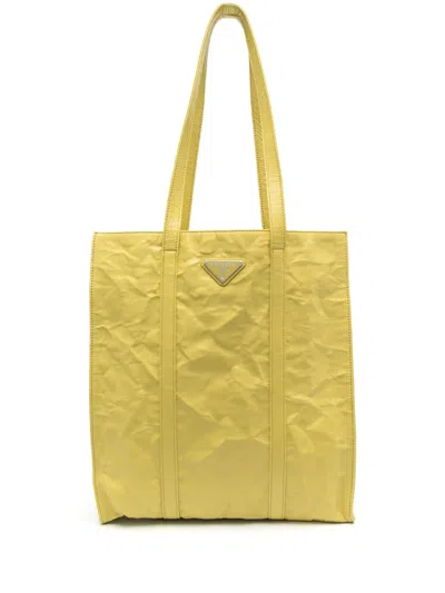 Prada Logo-plaque Tote Bag In Yellow