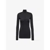 Prada Versatile Stretch Turtleneck Top With Long Sleeves In Black