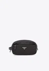 Prada Re-nylon And Saffiano Leather Travel Pouch In Black