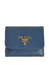Prada Logo-plaque Wallet In Blue