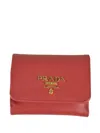 Prada Logo-plaque Wallet In Red