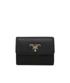 Prada Saffiano Finish Tri-fold Wallet In Black