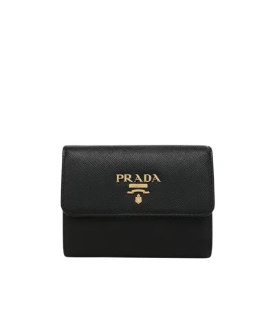 Prada Small Saffiano Leather Wallet In Black