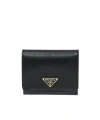 Prada Logo Plaque Wallet In Black