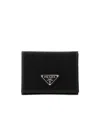 Prada Logo Plaque Wallet In Black