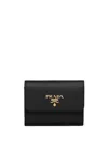 Prada Logo Plaque Wallet In Black