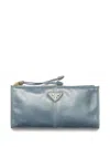 Prada Pouch Aus Leder In Blue