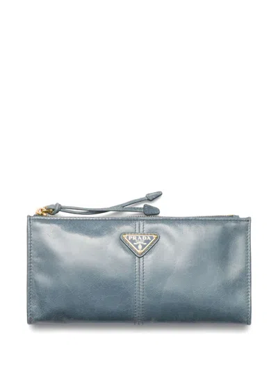 Prada Pouch Aus Leder In Fliegerblau