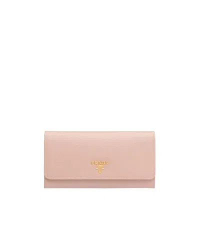 Prada Large Saffiano Leather Wallet In Pink