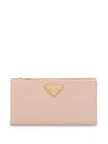 Prada Logo Plaque Wallet In Pink