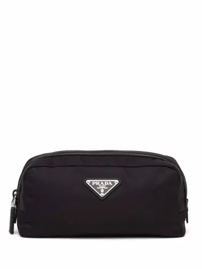 Prada Necessaire In Re-nylon And Saffiano Accessories In Black