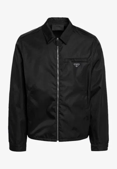 PRADA LOGO-PLAQUE ZIP-UP JACKET