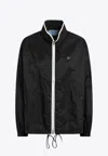 Prada Renylon Windbreaker High Collar Elastic Cuffs In Black