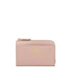 Prada Saffiano Leather Card Holder In Nude