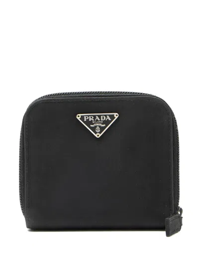 Pre-owned Prada Logo-plaque Zipped Wallet In Black