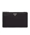 Prada Logo Plaque Zipped Wallet In Black